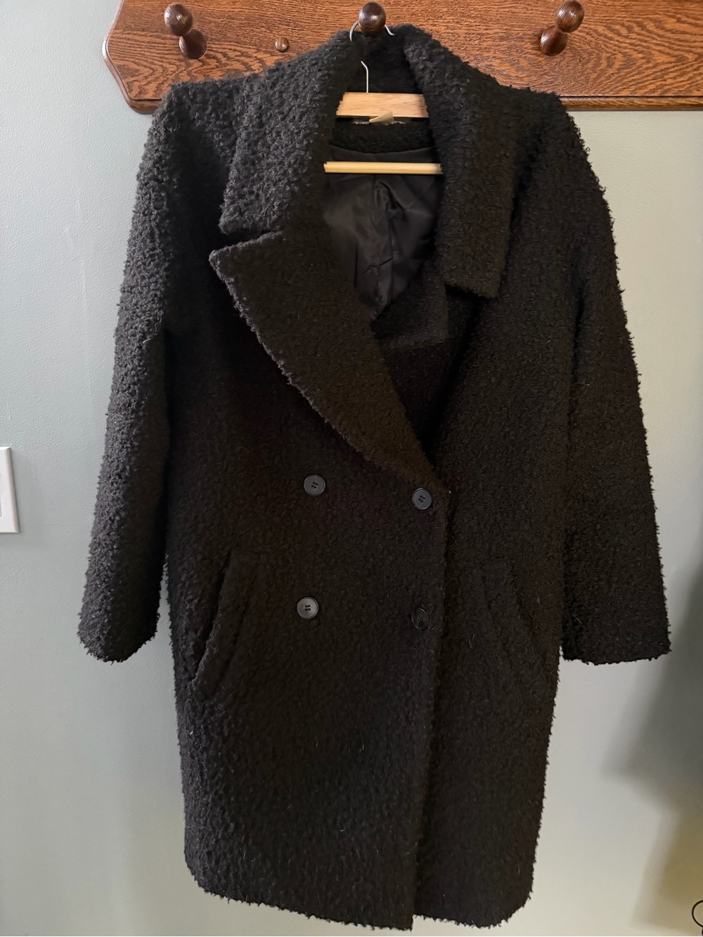 Lost in Lunar Black Bouclé Double-Breasted Coat